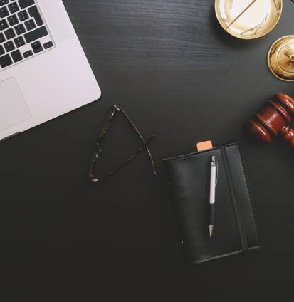 Justice,And,Law,Concept.lawyer,Workplace,With,Laptop,And,Documents,With